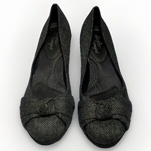Dexflex Comfort Herringbone‎ Wedge Pumps Women’s Sz 9.5 Wide Black Gray Fabric